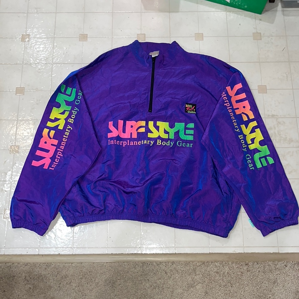 Vtg 80s Surf Style Interplanetary Body Gear Pullover Windbreaker One Size